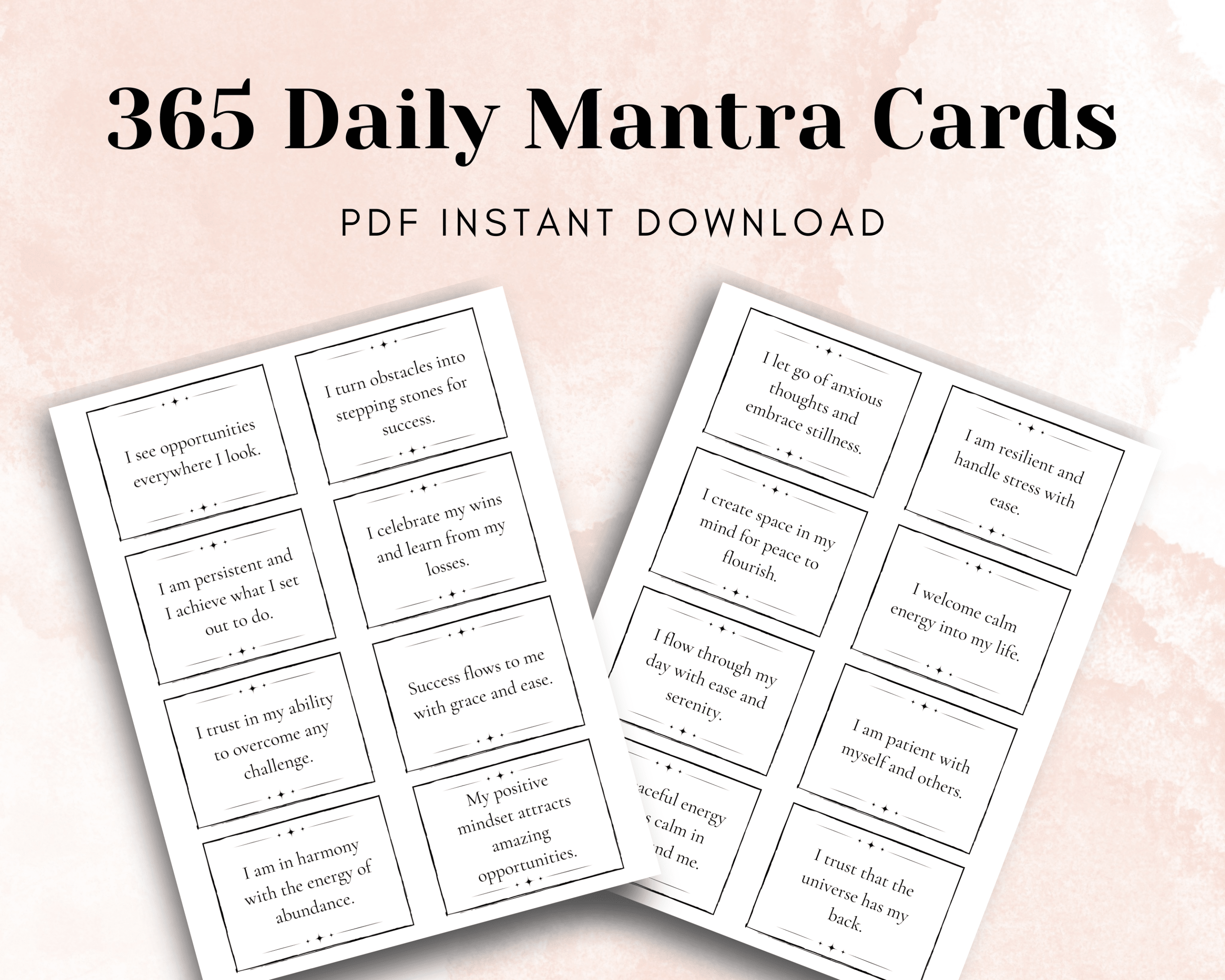 365 Daily Mantra Cards - PDF Instant Download